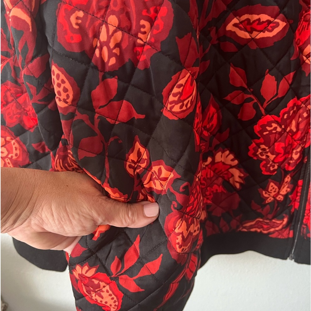 NWOT J Jason Wu Floral Quilted Woven Bomber Jacket Size 3X Red Black NEW - Picture 6 of 9